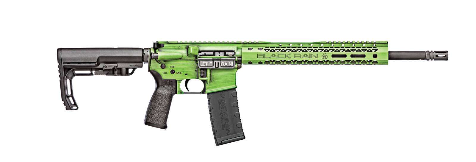 BLACK RAIN FUSION HGA 5.56 12.5IN BBL ZOMBIE GREEN BATTLEWORN SBA3 BRACE - Black Rain