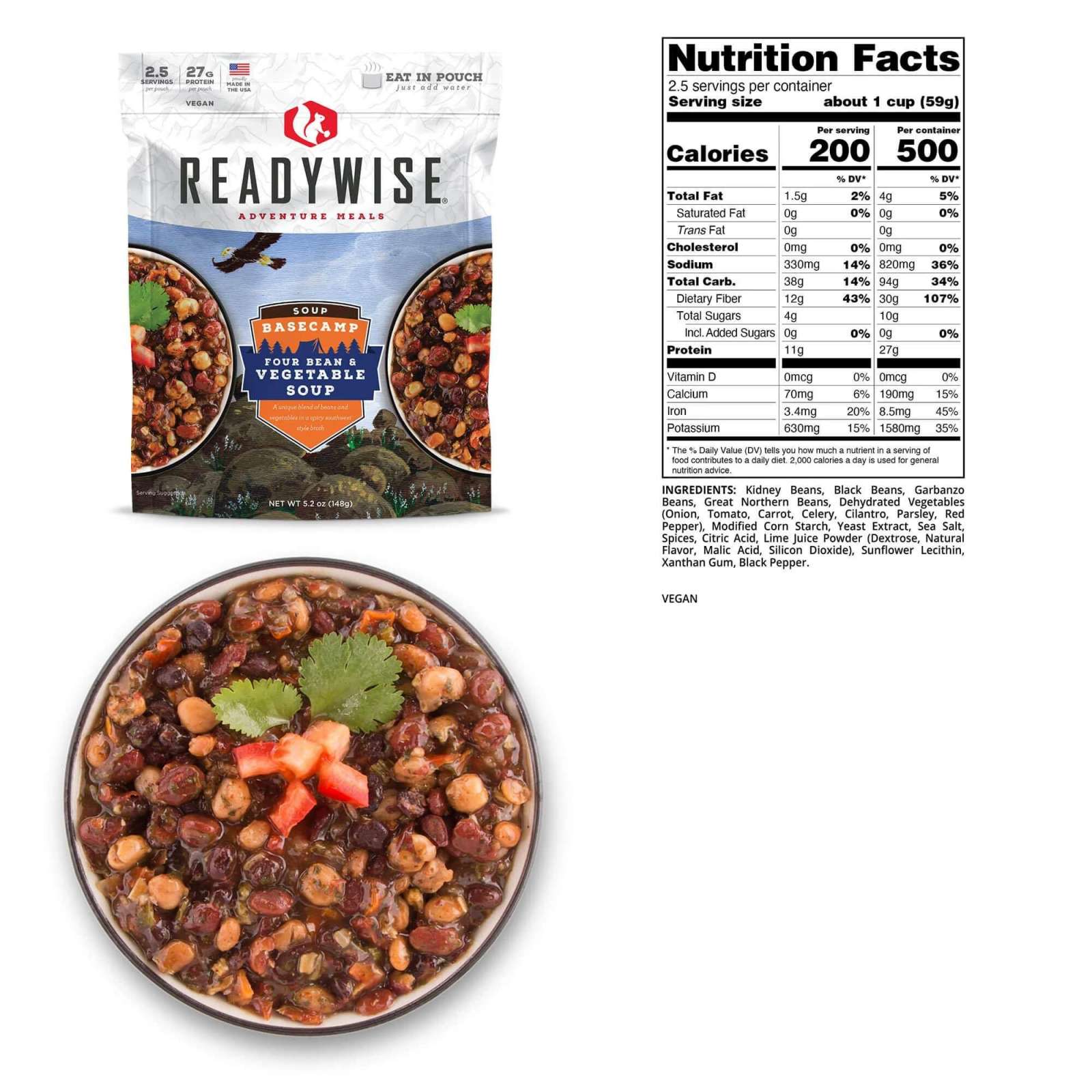 Readywise Basecamp Four Bean & Vegetable Soup - Readywise Company