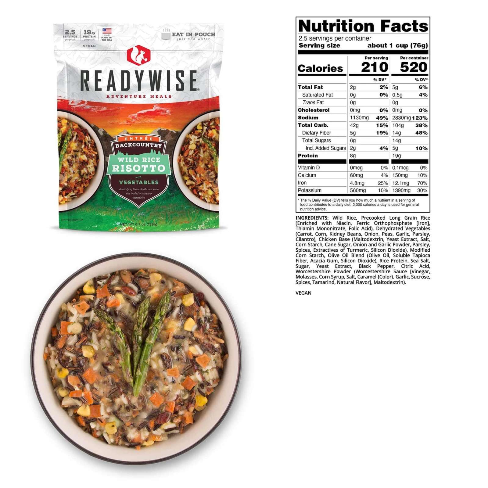 Readywise Backcountry Wild Rice Risotto with Vegetables - Readywise Company