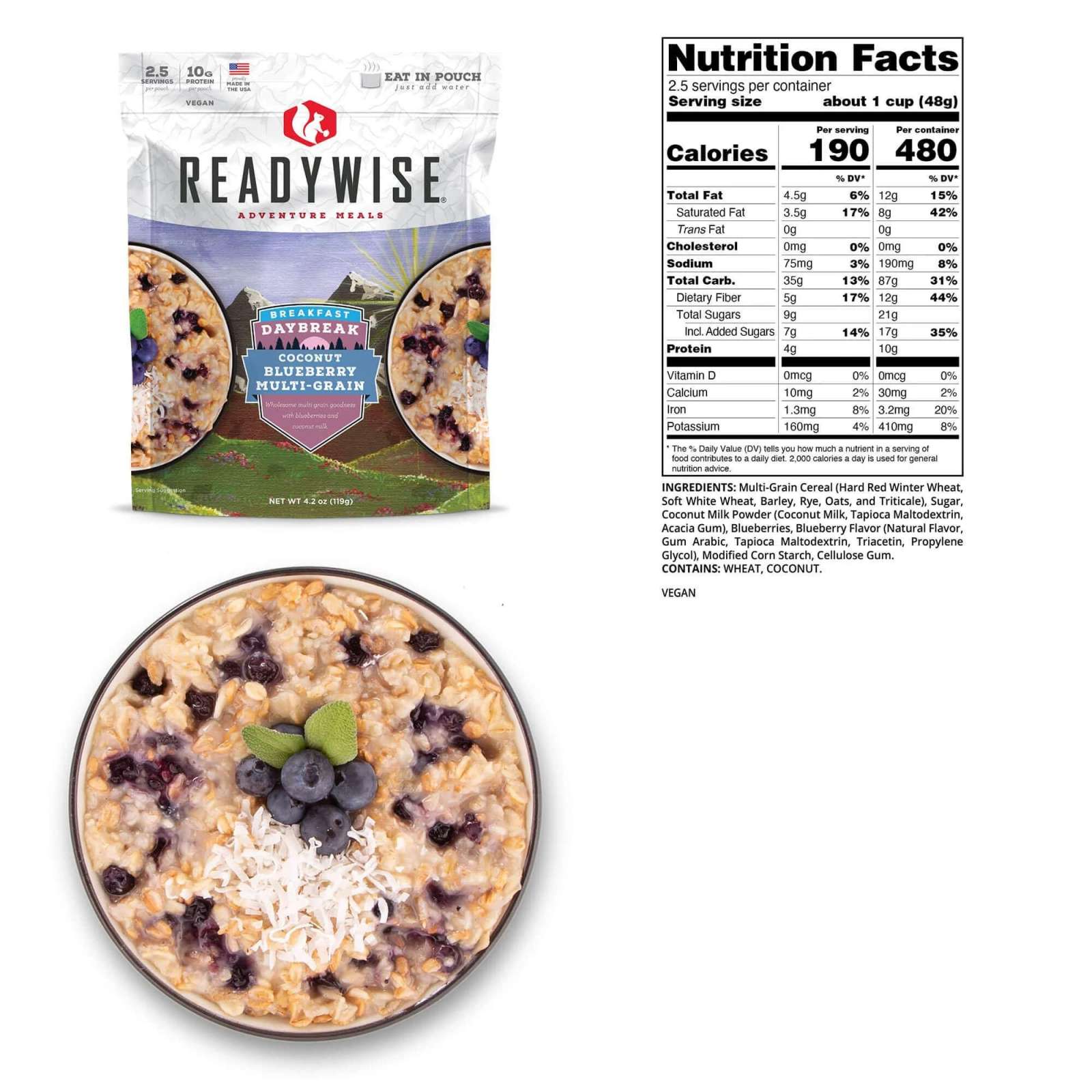 Readywise Daybreak Coconut Blueberry Multi-grain - Readywise Company