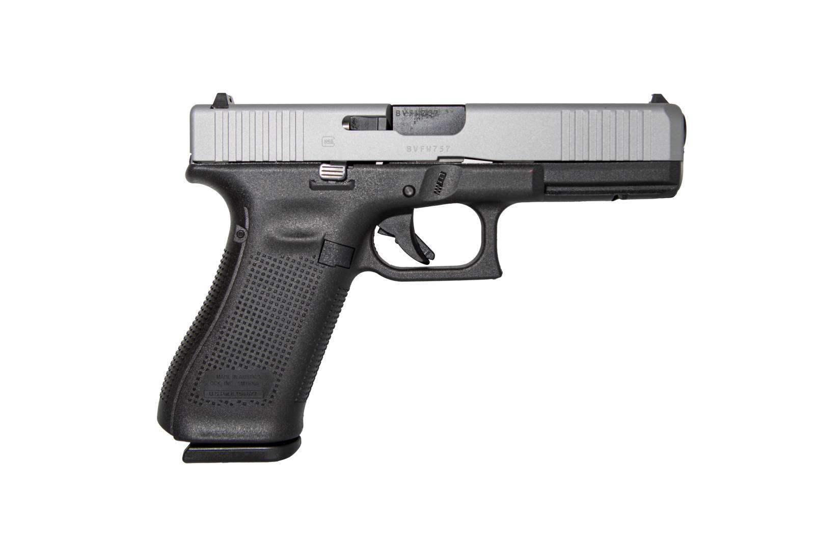 GLOCK 17 G17 GEN 5 HGA 9MM 4.49 IN BBL 5LB 3 17RD MAG CERAKOTE SILVER TITANIUM SLIDE - Glock