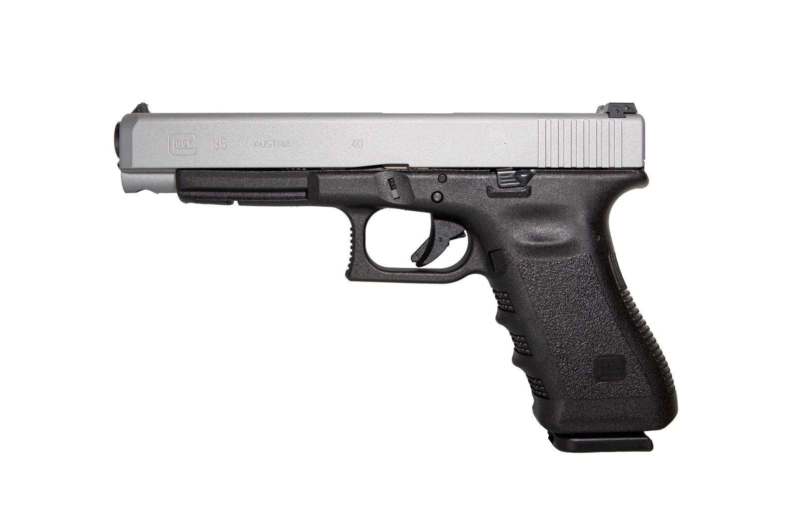 GLOCK 35 G35 HGA 40 S&W 5.32IN BBL AS 3.5LB 2 15RD MAGS CERAKOTE SILVER TITANIUM SLIDE - Glock