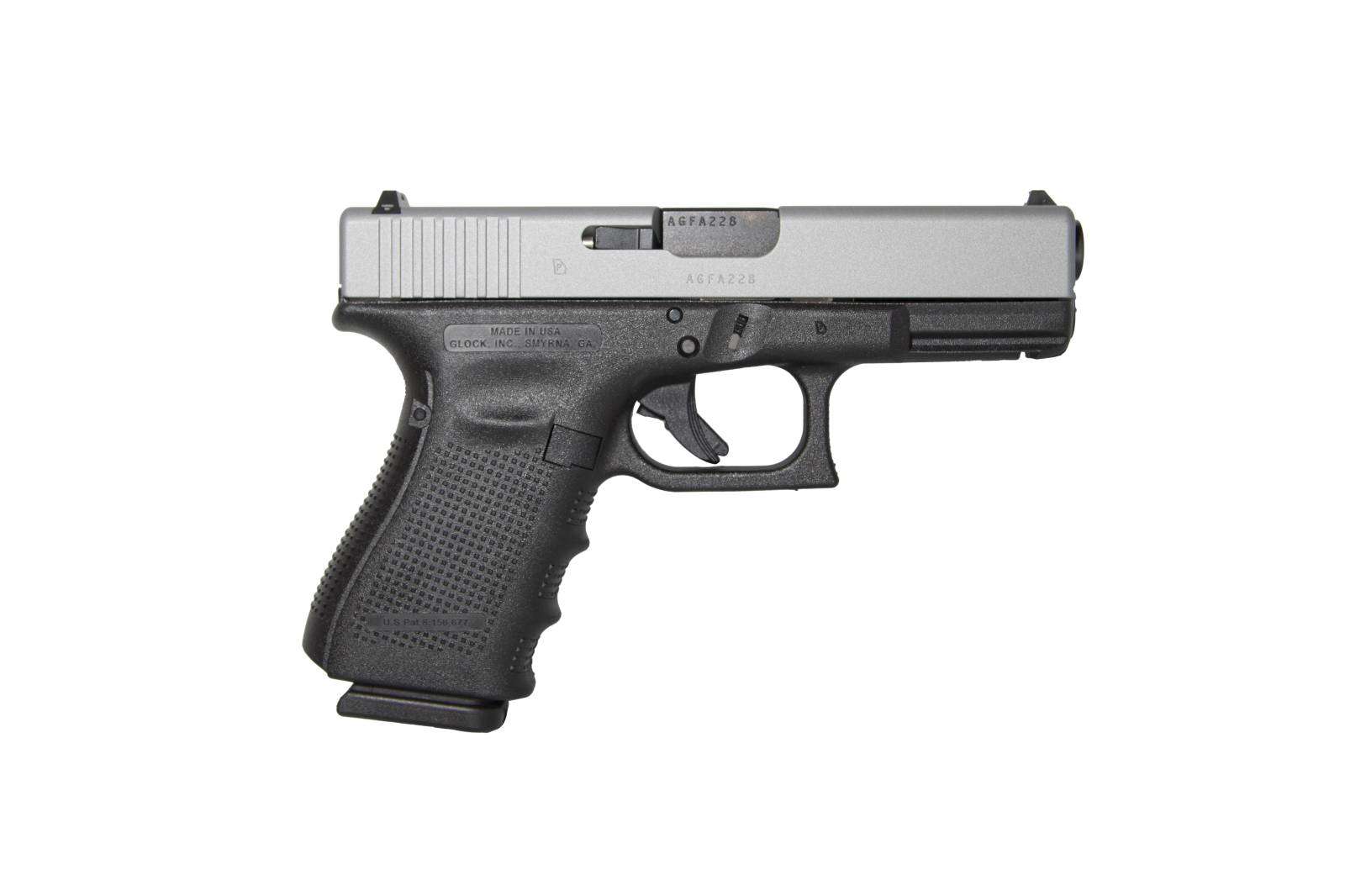 GLOCK 19 G19 GEN4 HGA 9MM 4.0IN BBL FS 5.5LB 3 15RD MAGS CERAKOTE SILVER TITANIUM SLIDE - Glock