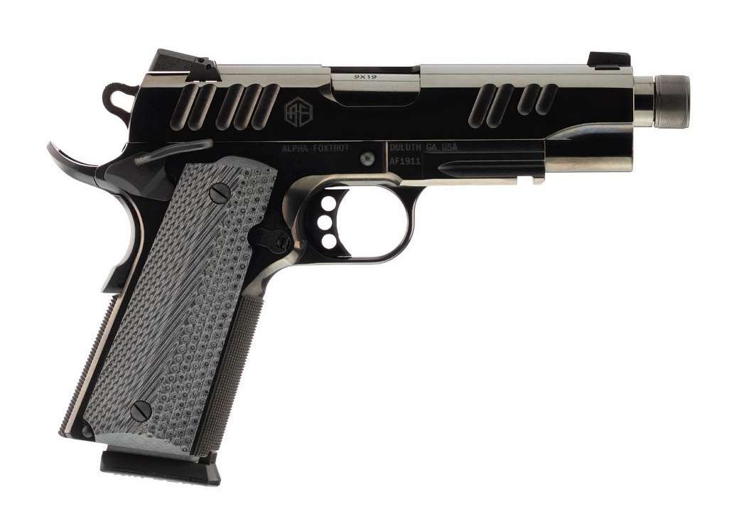 ALPHA FOXTROT AF1911-E HGA 9MM 5IN THREADED BBL POLISHED BLACK DLC 10RD RDS NIGHT SIGHT - Alpha Foxtrot