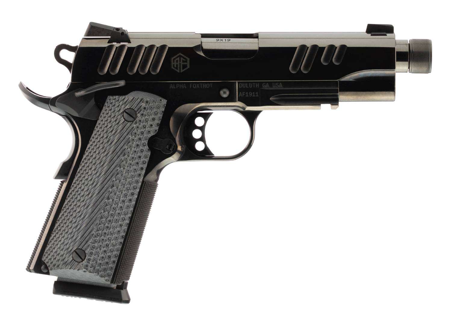 ALPHA FOXTROT AF1911-E HGA 10MM 5IN THREADED BBL POLISHED BLACK DLC 7RD NOVAK SIGHTS - Alpha Foxtrot