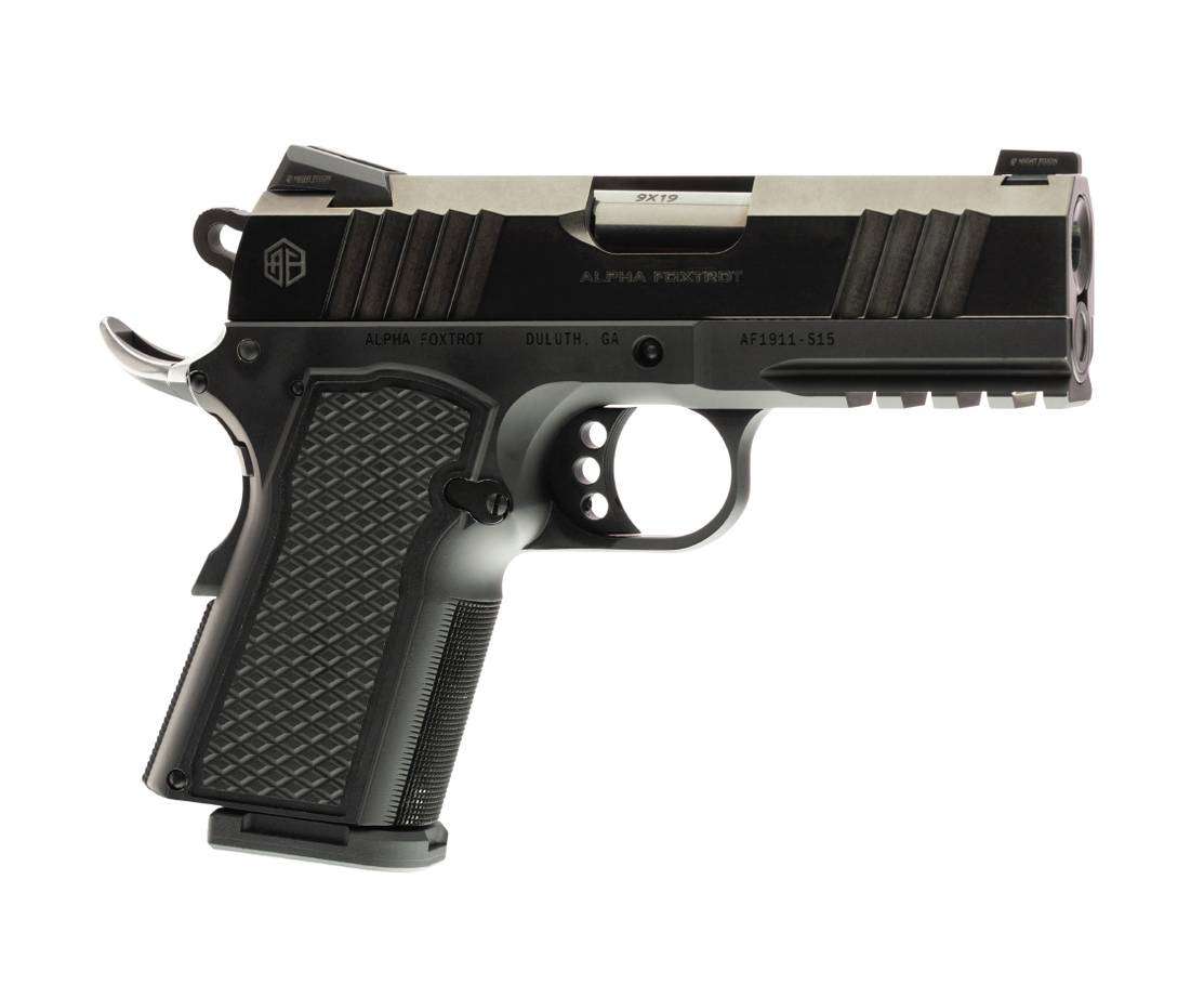 ALPHA FOXTROT AF1911-S15 HGA 9MM 3.25IN THREADED BBL POLISHED BLACK DLC 15RD NOVAK SIGHTS - Alpha Foxtrot