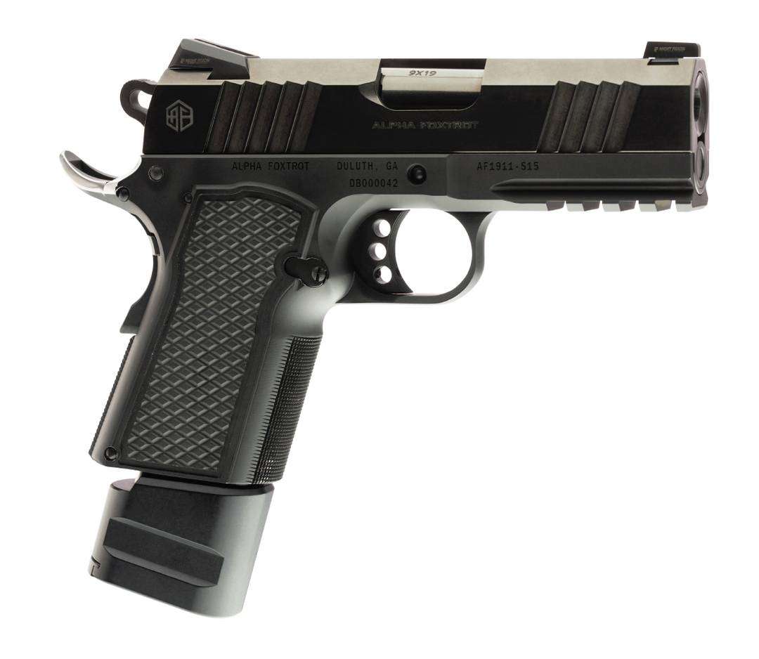 ALPHA FOXTROT AF1911-S15 HGA 9MM 3.25IN BBL POLISHED BLACK DLC 15RD NOVAK SIGHTS - Alpha Foxtrot