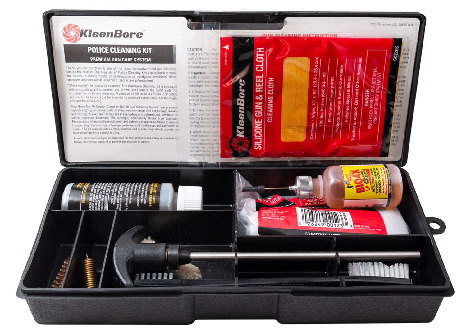 KleenBore PS52 Tactical/Police Handgun Cleaning Kit .44, .45 Cal Handgun Bronze, Nylon Range USA