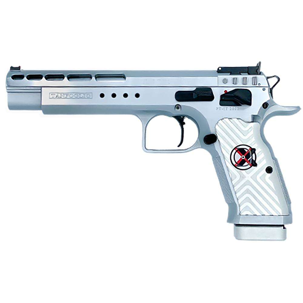 Tanfoglio IFG TF-GOLDMX-9 Gold Match Xtreme 9mm Luger Caliber with 6  Barrel, Overall Black Finish, Beavertail Frame, Ported Steel Slide & White  Polymer Grip