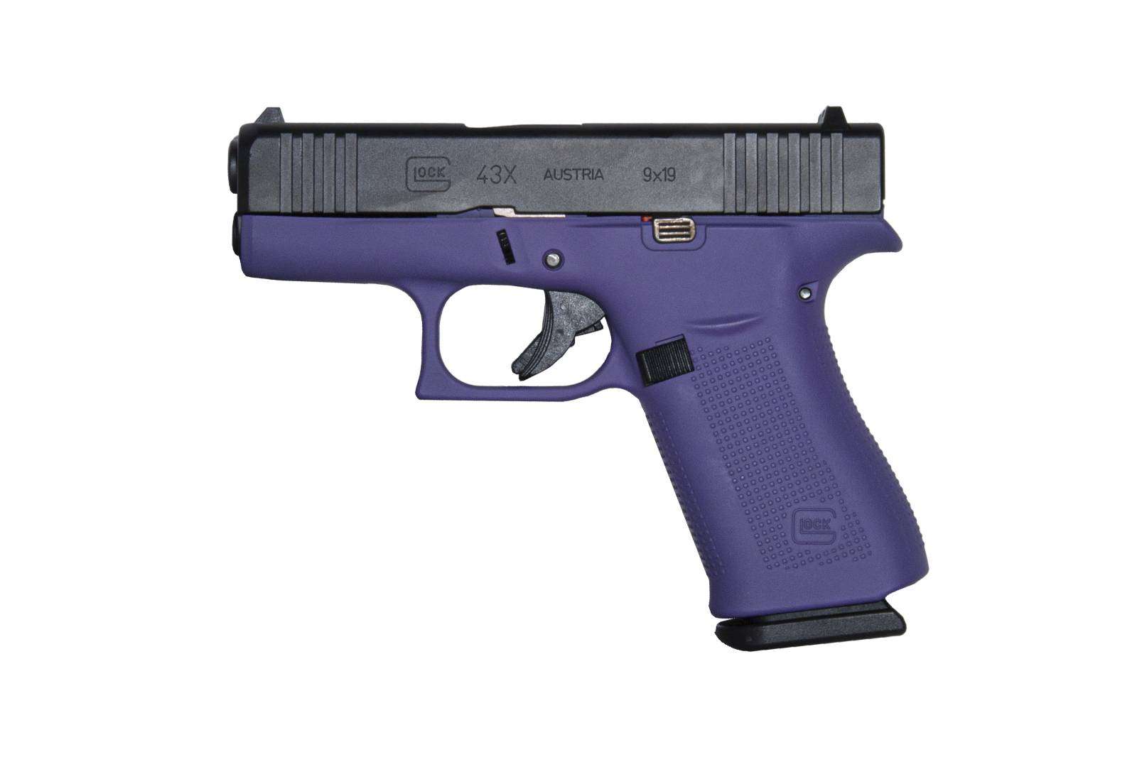 GLOCK 43X G43X HGA 9MM 3.6 IN BBL FS 5LB BLACK 2 10RD MAGS CERAKOTE PURPLE FRAME - Glock