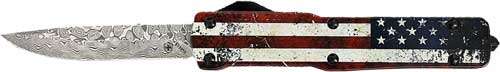 TEMPLAR KNIFE SLIM OTF US FLAG 3.5" DAMASCUS DROP PNT - 