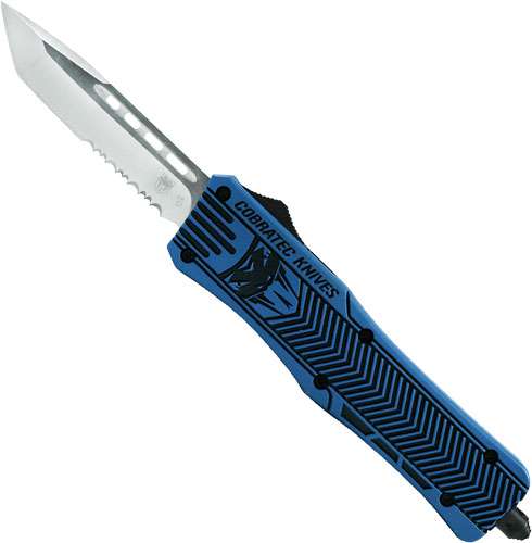 COBRATEC MEDIUM CTK1 OTF NRA BLUE 3" TANTO SERRATED - 