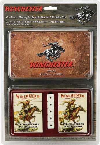 RIVERS EDGE CARDS & DICE TIN WINCHESTER VINTAGE THEME - 