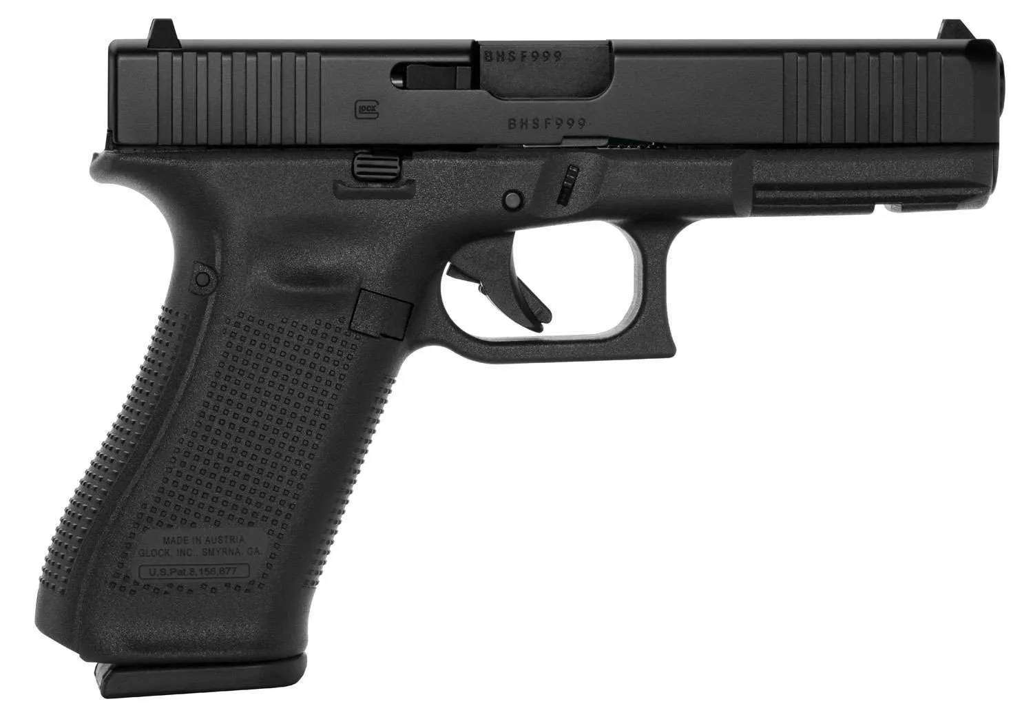 GLOCK 17 G17 GEN 5 BFG HGA 9MM 4.49 IN BBL FS 5LB BLACK 3 17RD MAGS FRNT SERRATIONS MOS BFG FRAME - Glock