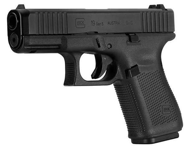 GLOCK 19 G19 GEN 5 HGA 9MM 4.0 IN BBL FS BLACK 3 10RD MAGS 5IB TRIGGER FRONT SERRATIONS MOS - Glock