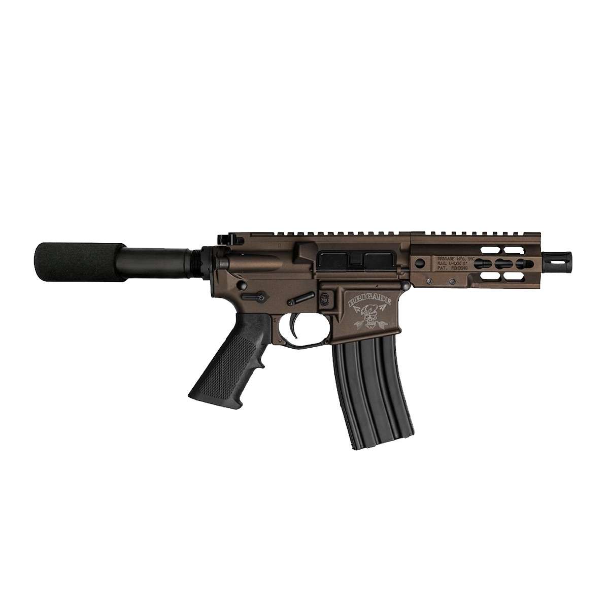 BRIGADE MFG AR HGA 5.56 5IN BBL 5IN RAIL FORGED BURNT BRONZE PADDED BUFFER TUBE 30RD MINI CAN - Brigade Firearms