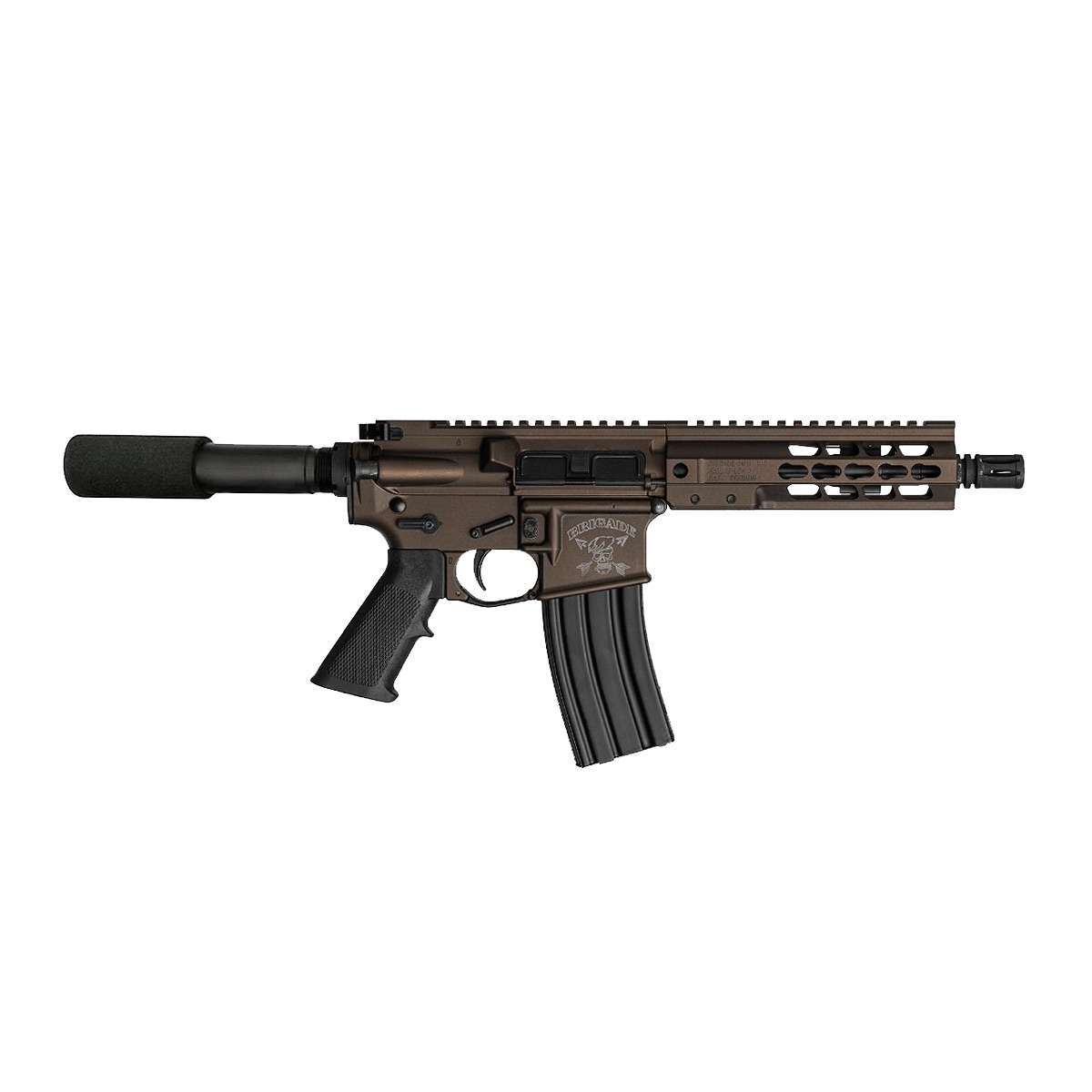 BRIGADE MFG AR HGA 5.56 7.5IN BBL 7IN RAIL FORGED BURNT BRONZE PADDED BUFFER TUBE 30RD MINI CAN - Brigade Firearms