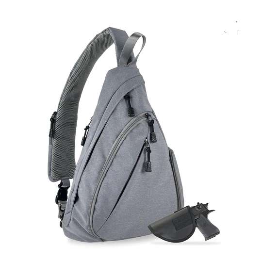 JESSIE & JAMES PEYTON SLING SHOULDER CONCEALED CARRY BACKPACK 15.5 H X 10.5 W X 4 D ( GREY ) - Jessie & James Handbags