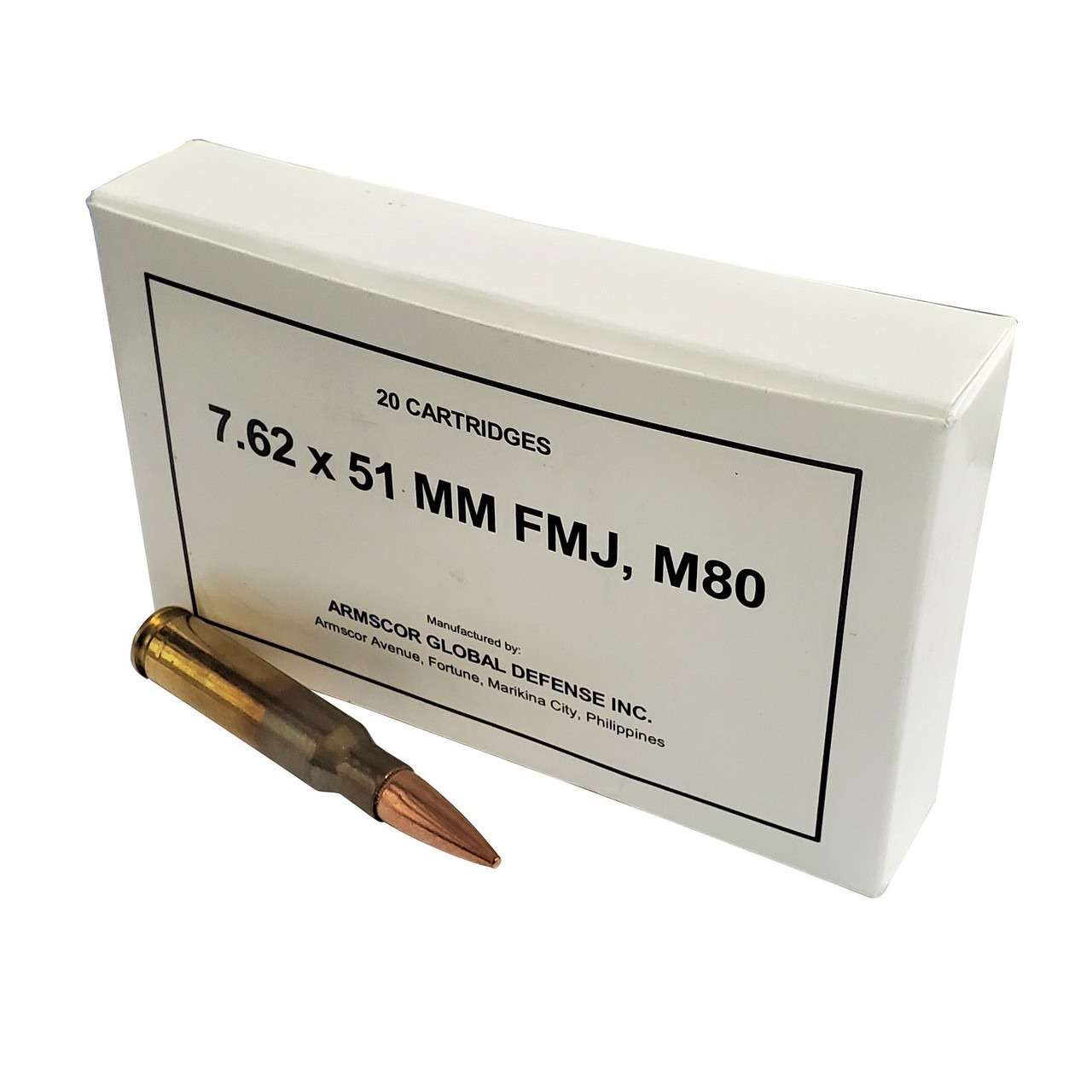 Armscor 7.62x51mm NATO Rifle Ammo - 147 Grain | M80 / Full Metal Jacket | 200rd Case (10 Boxes) - Armscor