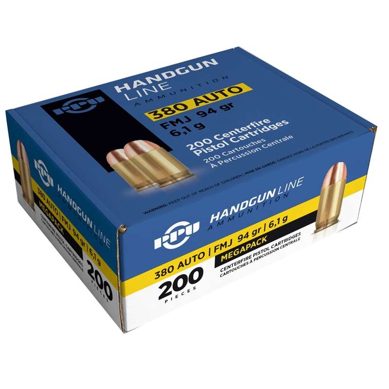 PPU MEGAPACK AMO 380 AUTO 94GR FMJ 200RD (3 BOX CASE) - Ppu