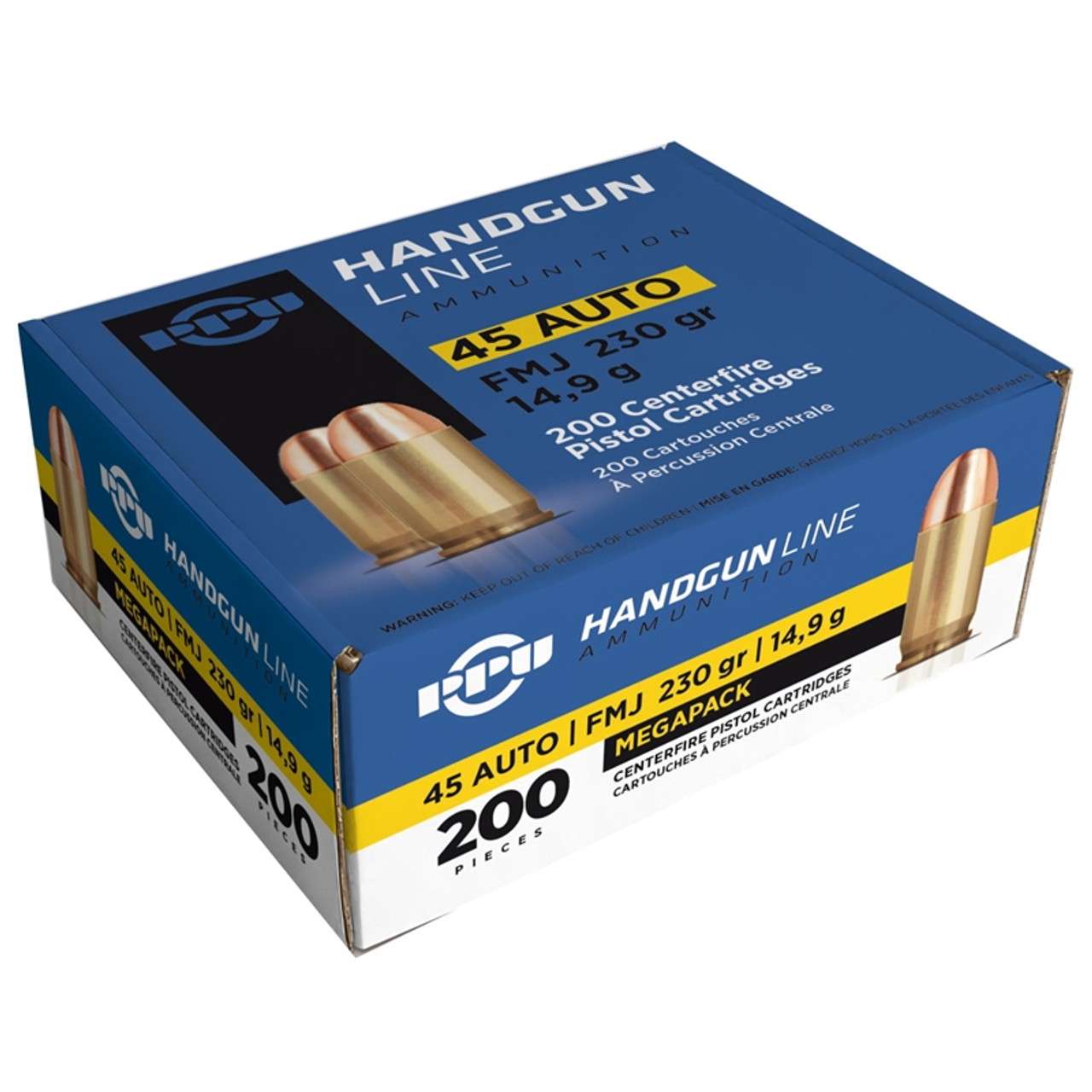 PPU MEGAPACK AMO 45 AUTO 230GR FMJ 200RD (3 BOX CASE) - Ppu