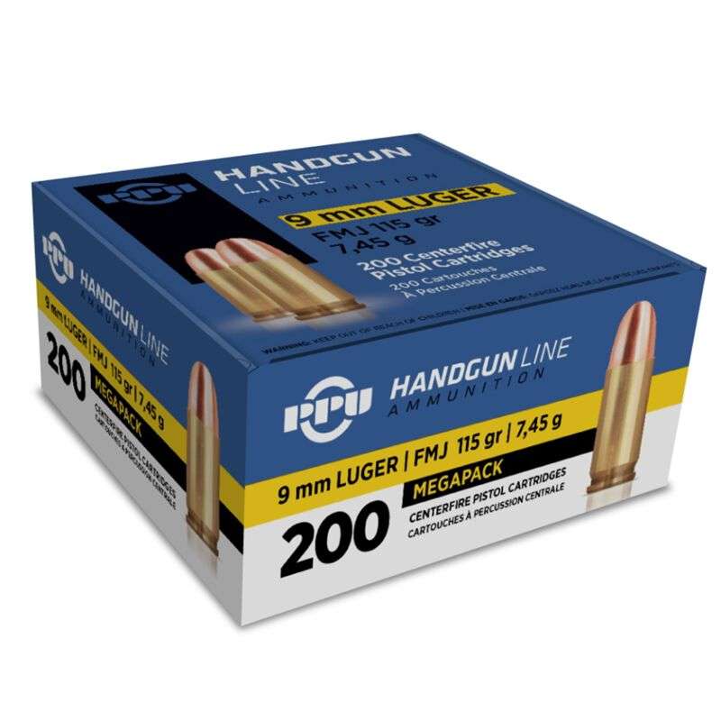 PPU MEGAPACK AMO 9MM 115GR FMJ 200RD (3 BOX CASE) - Ppu