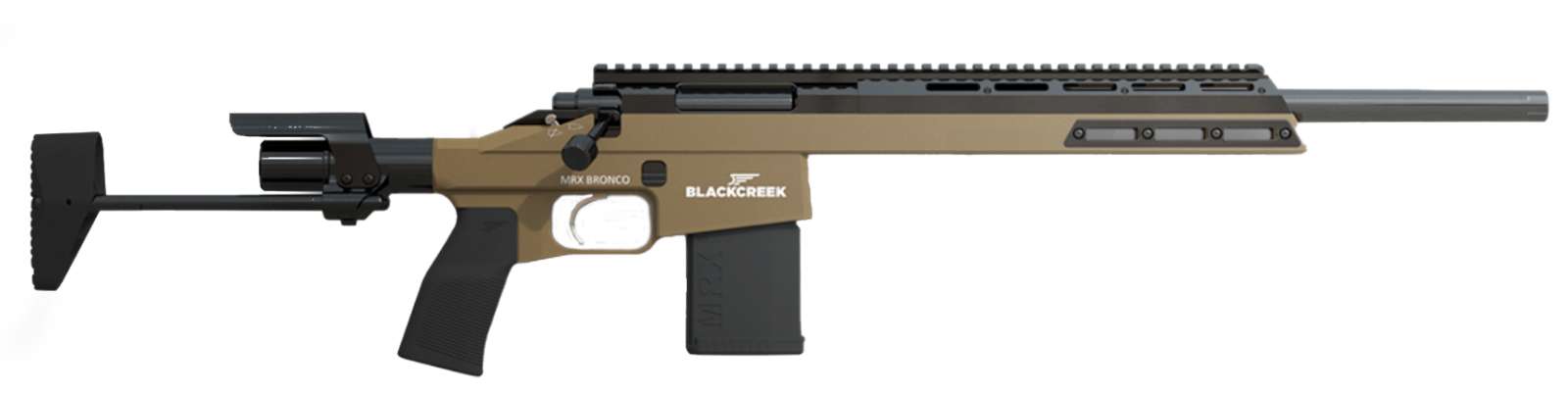 BLACK CREEK MRX BRONCO RIB BOLT ACTION 5.56X45MM 16IN BBL 1:8 MODULAR CHASSIS PDS STK 10RD TAN - 