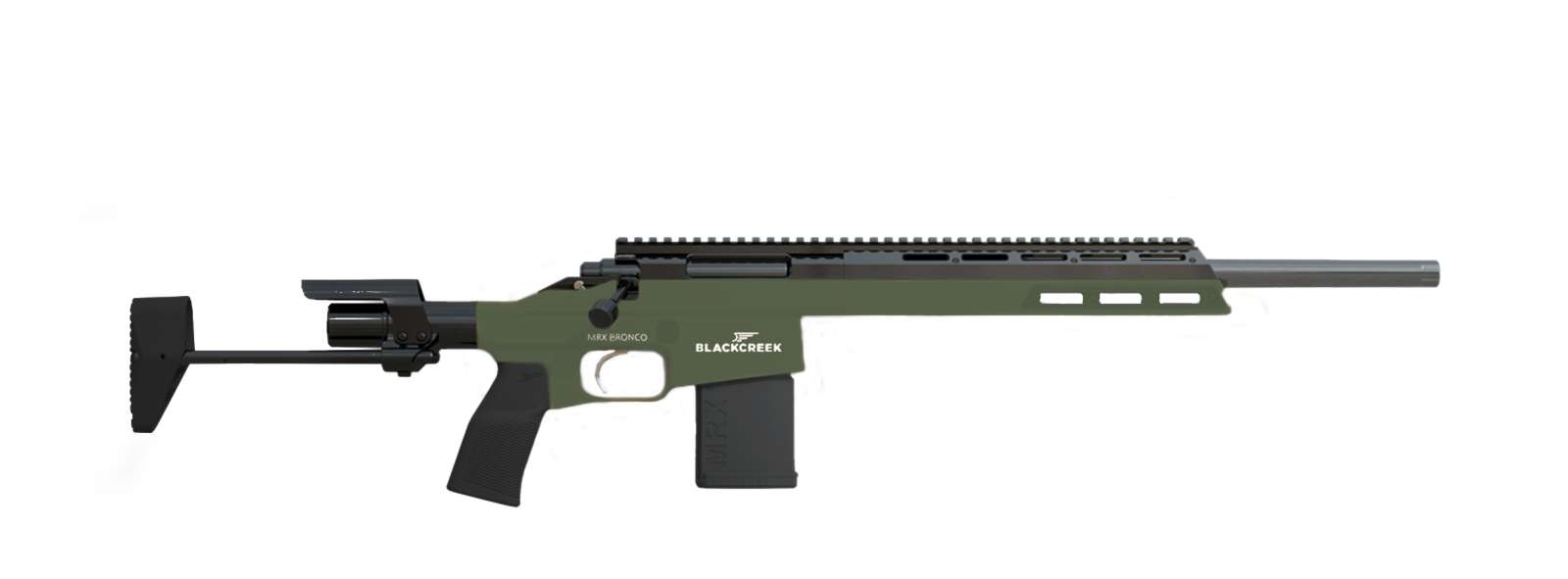 BLACK CREEK MRX BRONCO RIB BOLT ACTION 300BLK 16IN BBL 1:8 MODULAR CHASSIS PDS STK 10RD GREEN - 