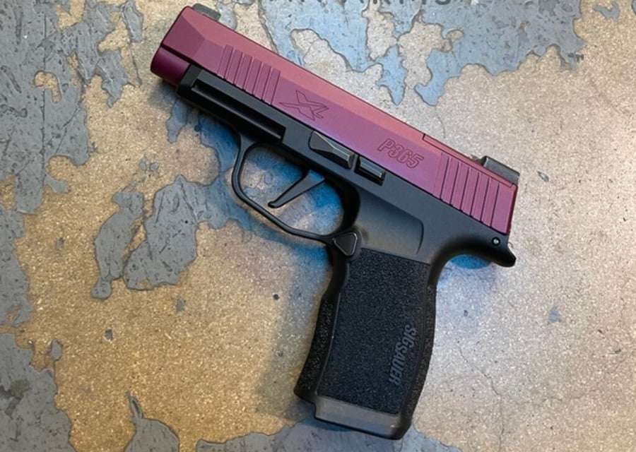 SIG SAUER P365-380 HGA 380 AUTO 3.1IN BBL SF XR3 POLY BLK 2 10RD MAGS CERAKOTE WILD CHERRY SLIDE - Sig Sauer