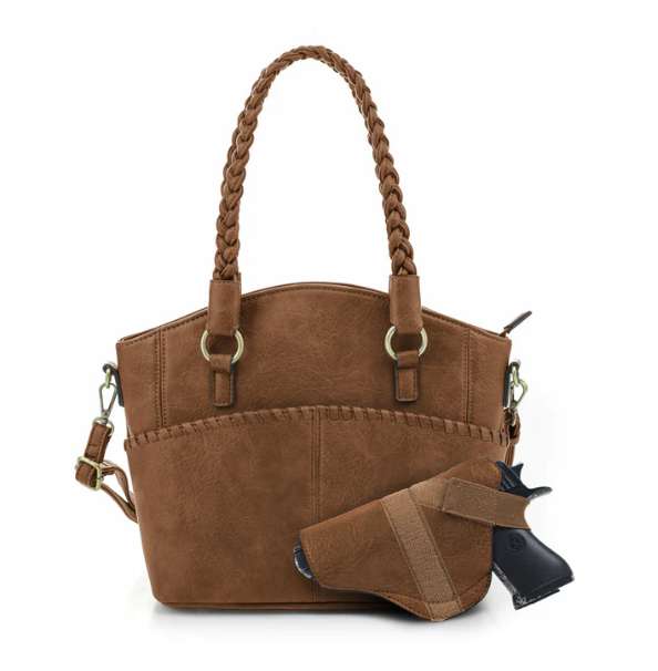 JESSIE & JAMES BELLA CONCEALED CARRY TOTE 10.3 H X 13 W X 5.3 D ( TAN ) - Jessie & James Handbags