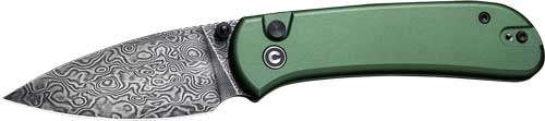 CIVIVI KNIFE QUIBIT 2.98" GREEN/DAMASCUS BUTTON LOCK - 