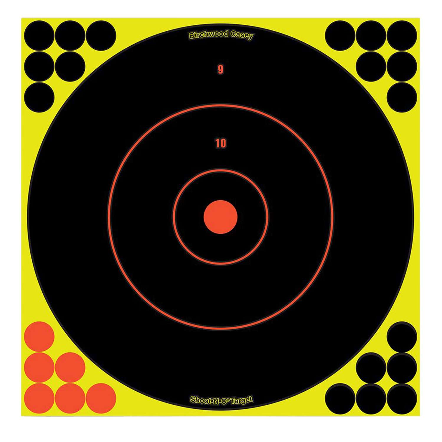 Birchwood Casey Shoot-N-C Self-Adhesive Paper Muzzleloader/Shotgun Black/Yellow 200+ yds 12" Bullseye 12 PK - Birchwood Casey - 12"