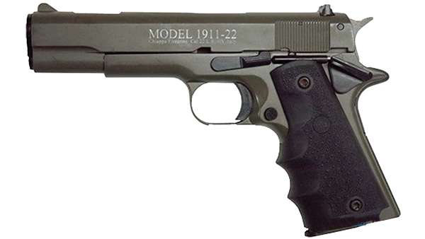 Chiappa Firearms 401121 1911-22 22 LR SAO 5" 10+1 Hogue Rubber Grip OD Gree-img-0
