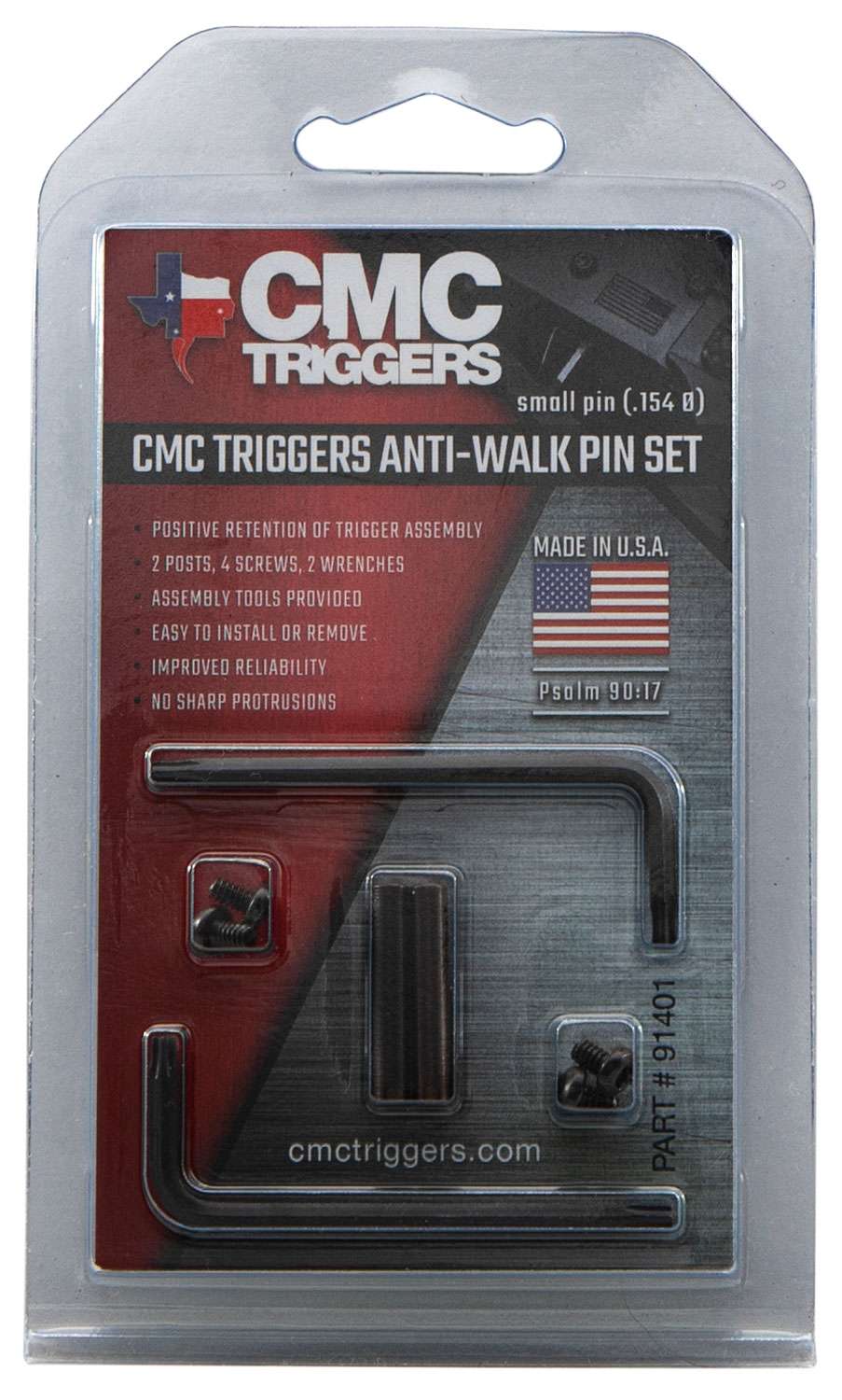 CMC Triggers 91401 AntiWalk Pin Set Small Black Anodized Steel AR15