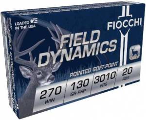 Fiocchi 270SPB Shooting Dynamics  270 Winchester 130 GR Pointed Soft Point (PSP) 20 Bx/ 10 Cs