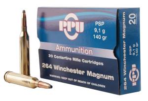 PPU PP264 Standard Rifle  264 Win Mag 140 gr Pointed Soft Point (PSP) 20 Bx/ 10 Cs