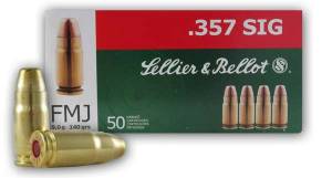 Sellier & Bellot SB357SIG Handgun  357 Sig 140 gr Full Metal Jacket (FMJ) 50 Bx/ 20 Cs