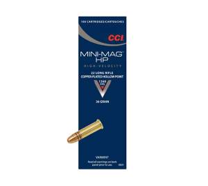 CCI 0031 Varmint Mini-Mag 22 LR 36 gr Copper Plated Hollow Point (CPHP) 100rd Box
