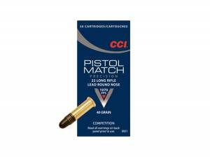 CCI 0051 Competition Pistol Match 22 LR 40 gr Lead Round Nose (LRN) 50 Bx/ 100 Cs