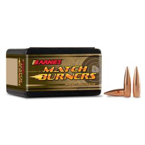 Barnes Bullets Rifle 22 Caliber .224 52 GR Match Burners Flat Base 100 Box