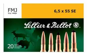 Sellier & Bellot SB6555C Rifle  6.5x55 Swedish 140 gr Full Metal Jacket (FMJ) 20 Bx/ 20 Cs