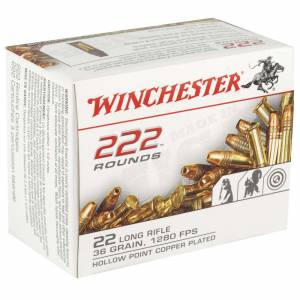 Winchester Ammo 22LR222HP USA  22 LR 36 gr Copper Plated Hollow Point (CPHP) CAN 222 Bx/ 10 Cs