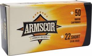 Armscor 50415 Rimfire  22 Short 29 gr Solid Point 50 Bx/ 100 Cs