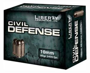 Liberty Ammunition LACD10032 Civil Defense  10mm Auto 60 gr Hollow Point (HP) 20 Bx/ 10 Cs