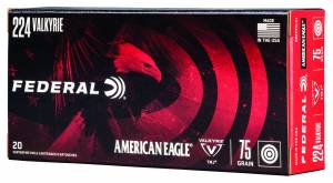Federal AE224VLK1 American Eagle  224 Valkyrie 75 gr Total  Metal Jacket (TMJ) 20 Bx/ 10 Cs