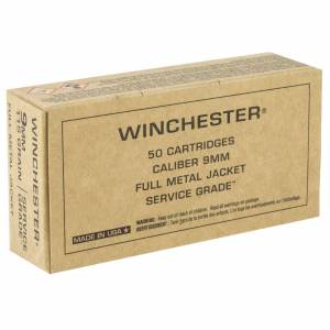 Winchester Ammo SG9W Service Grade  9mm Luger 115 gr Full Metal Jacket (FMJ) 50 Bx/ 10 Cs