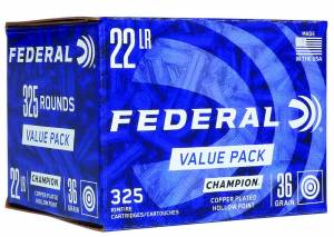 Federal 725 Value Pack  22 LR 36 gr Copper Plated Hollow Point (CPHP) 325rd Box