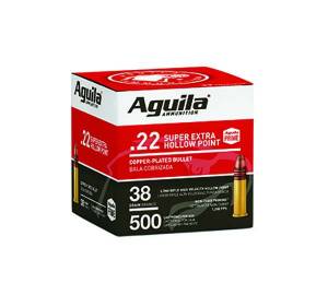 Aguila 1B221118 Standard High Velocity 22 LR 38 gr Copper-Plated Hollow Point 500 Bx/4 Cs